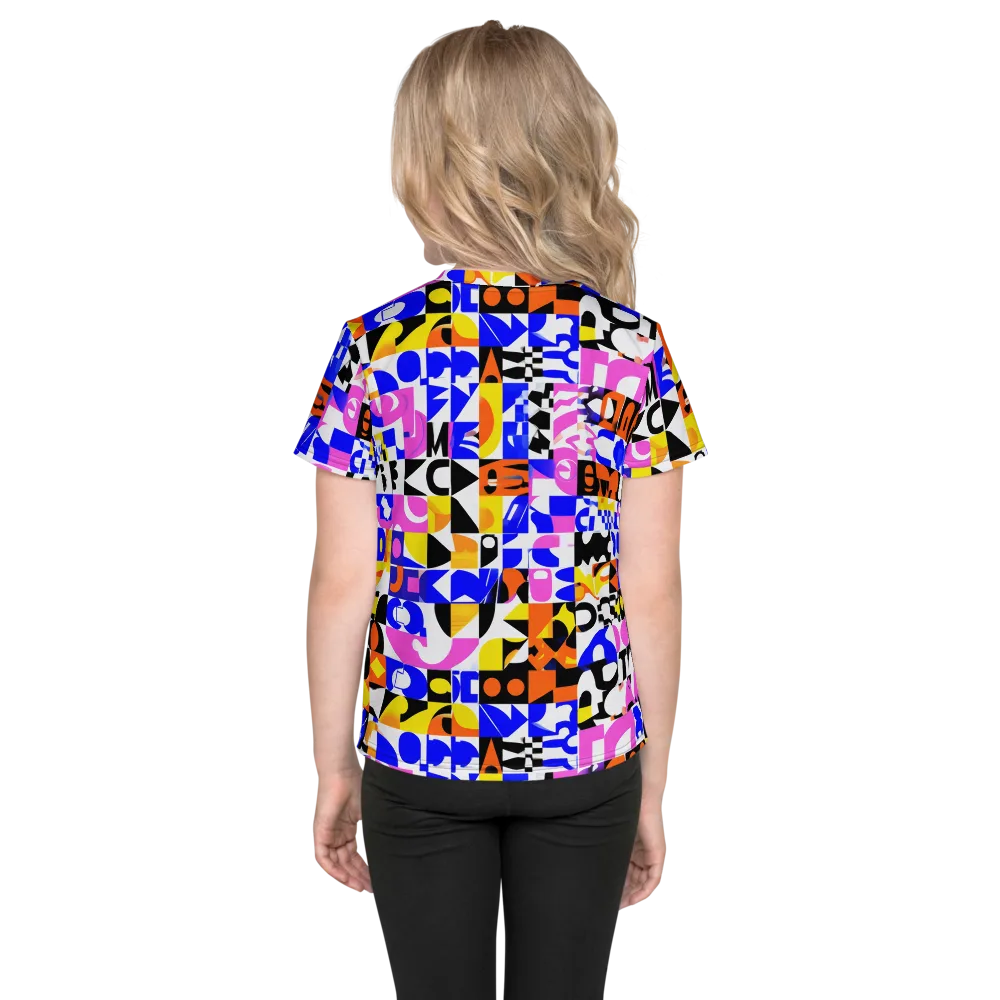 Chromatic Glyph Grid on Kids Crew Neck T-Shirt — Back