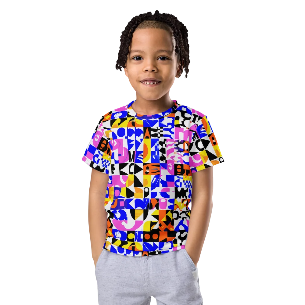Chromatic Glyph Grid on Kids Crew Neck T-Shirt — Front