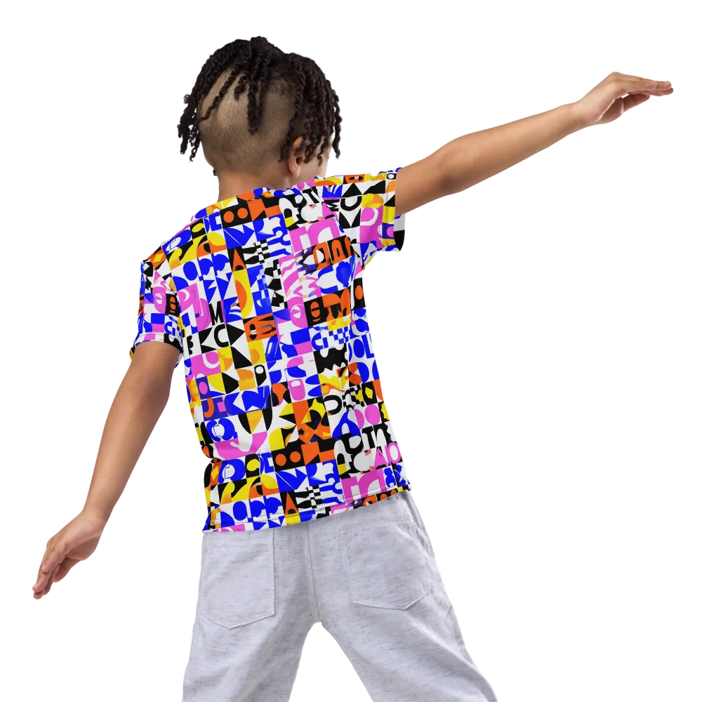 Chromatic Glyph Grid on Kids Crew Neck T-Shirt — Back
