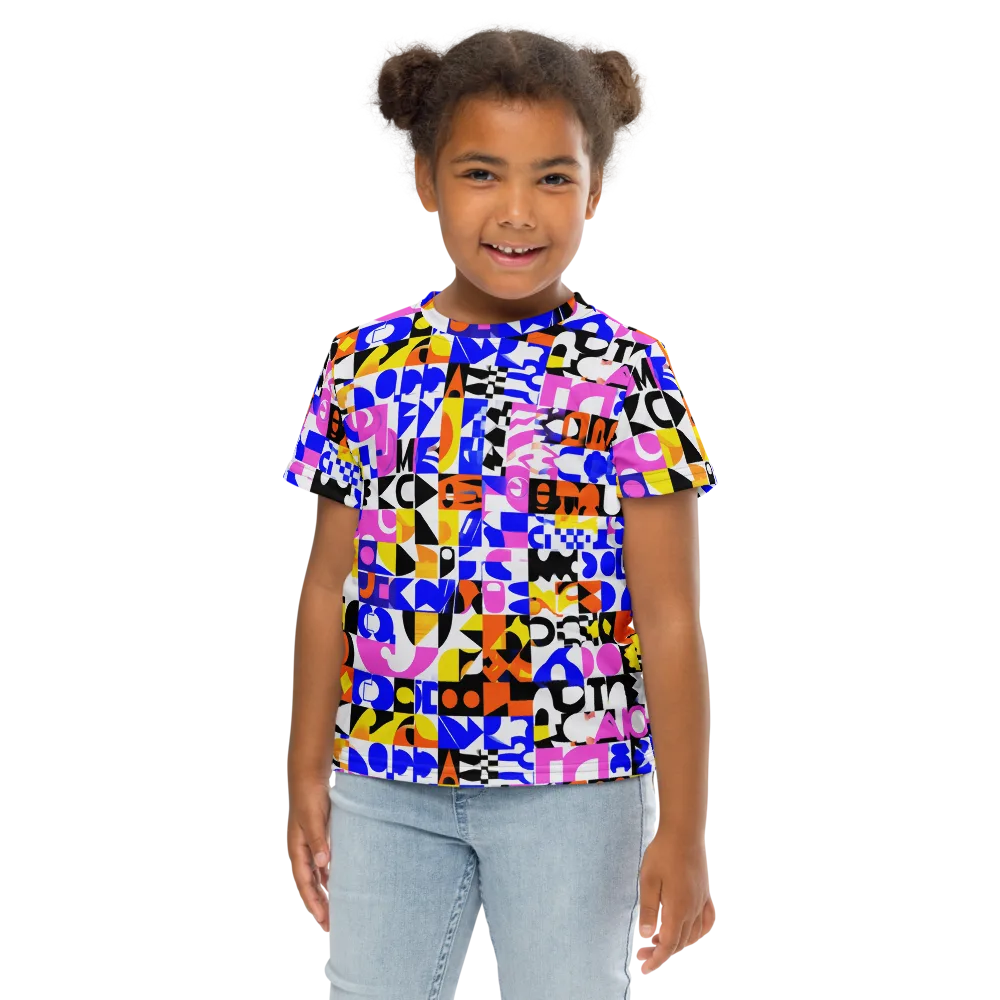 Chromatic Glyph Grid on Kids Crew Neck T-Shirt — Front