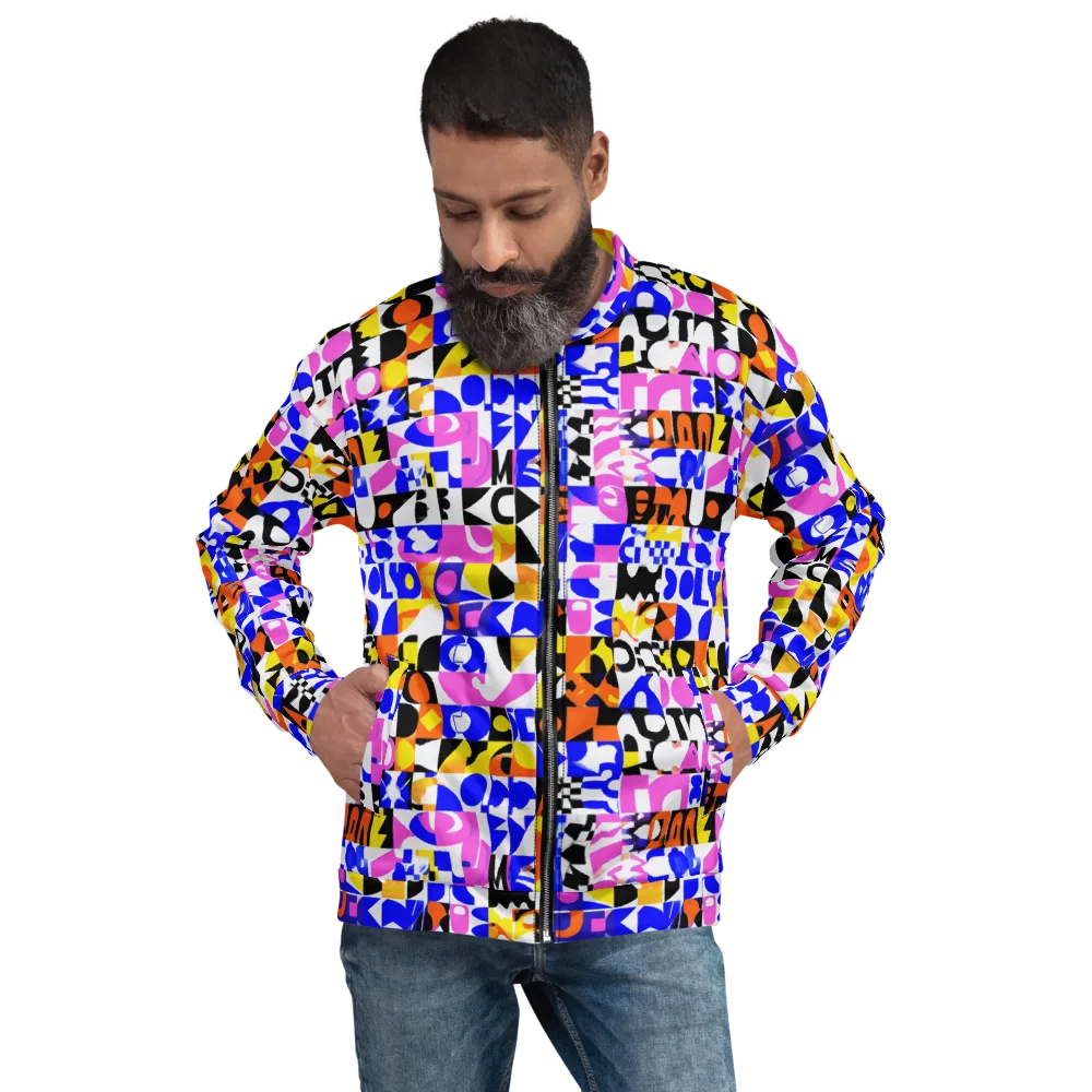 Chromatic Glyph Grid on Bomber Jacket — Front