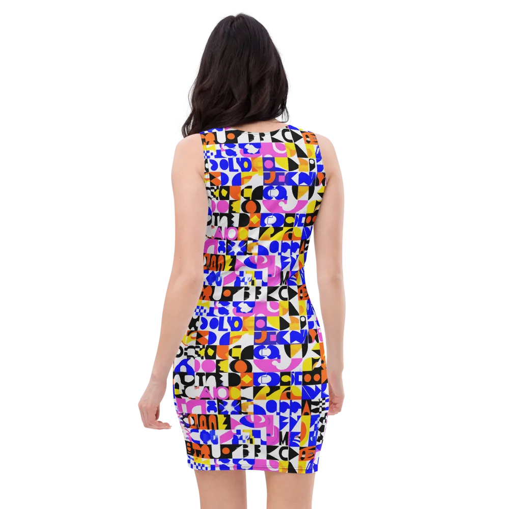 Chromatic Glyph Grid on Bodycon Dress — Back