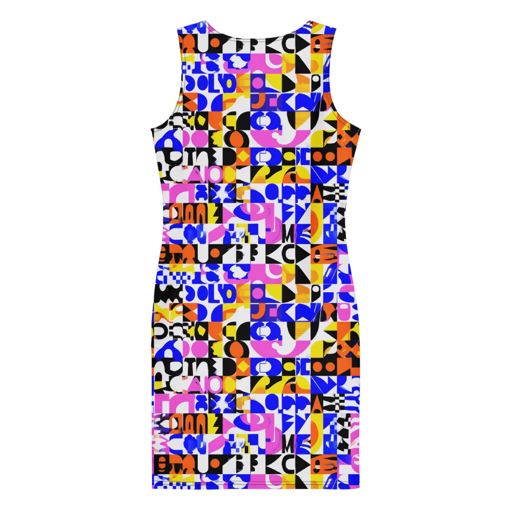 Chromatic Glyph Grid on Bodycon Dress — Back