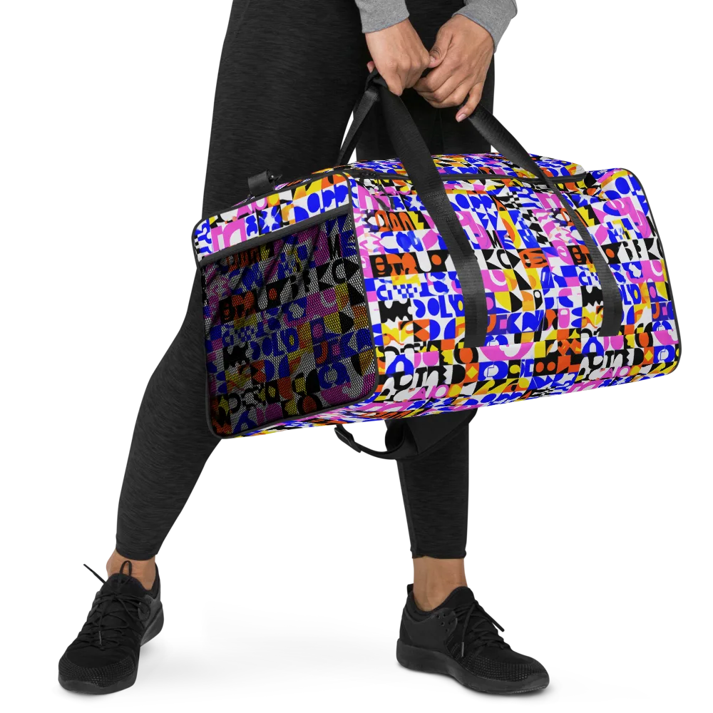 Chromatic Glyph Grid on Duffle Bag — Right Front