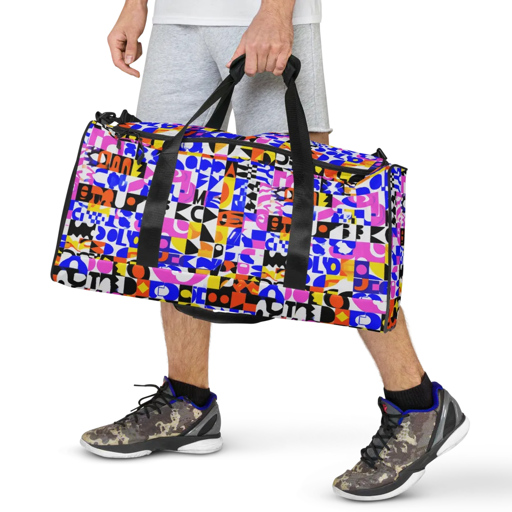 Chromatic Glyph Grid on Duffle Bag — Front