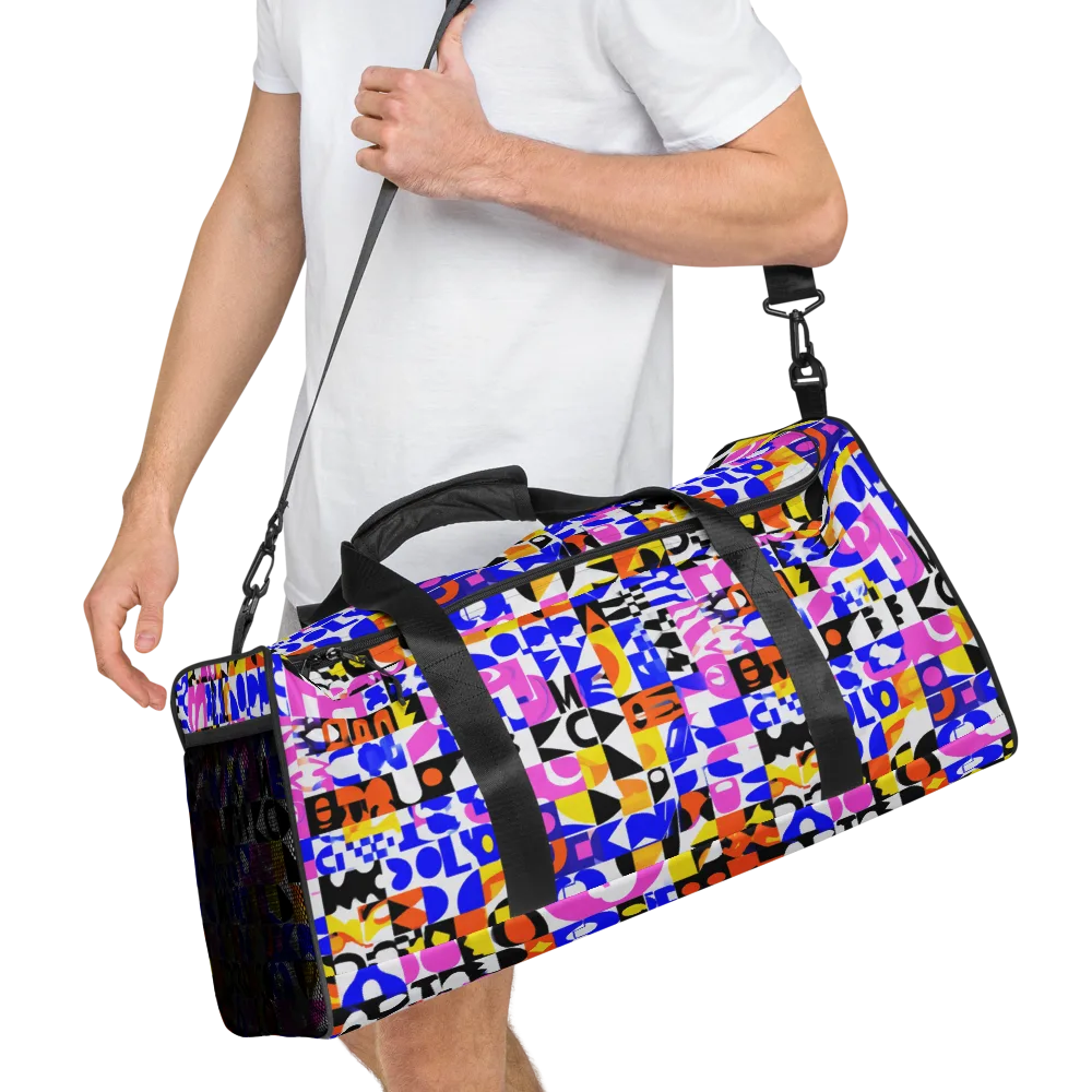 Chromatic Glyph Grid on Duffle Bag — Right Front