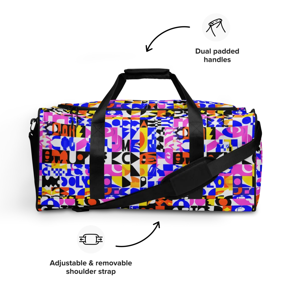 Chromatic Glyph Grid on Duffle Bag — Front