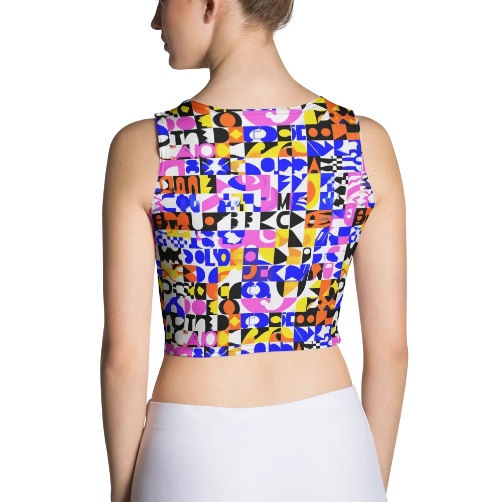 Chromatic Glyph Grid on Crop Top — Back