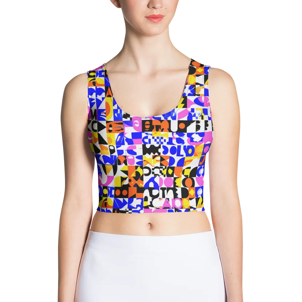 Chromatic Glyph Grid on Crop Top — Front