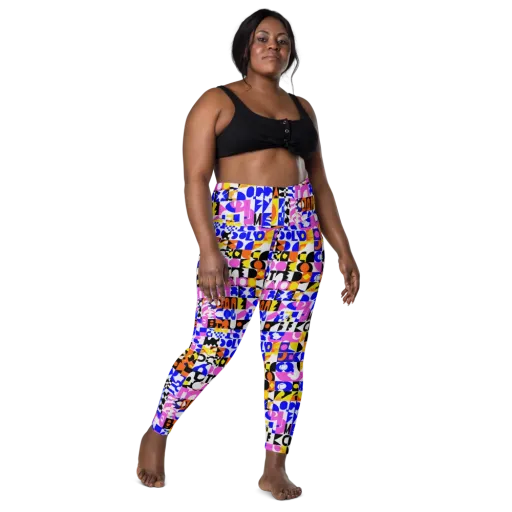 Chromatic Glyph Grid on a Leggings with Pockets