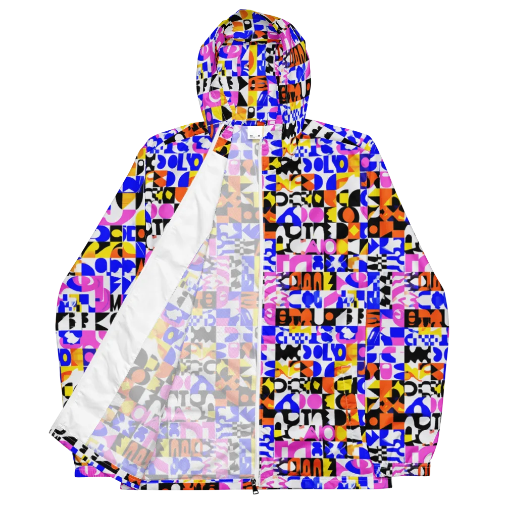 Chromatic Glyph Grid on Men's Windbreaker — Front