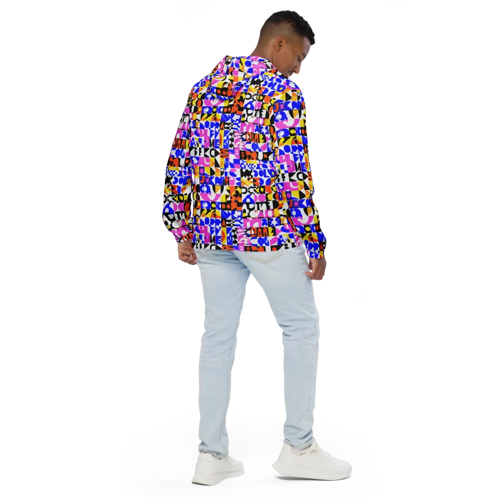 Chromatic Glyph Grid on Men's Windbreaker — Back