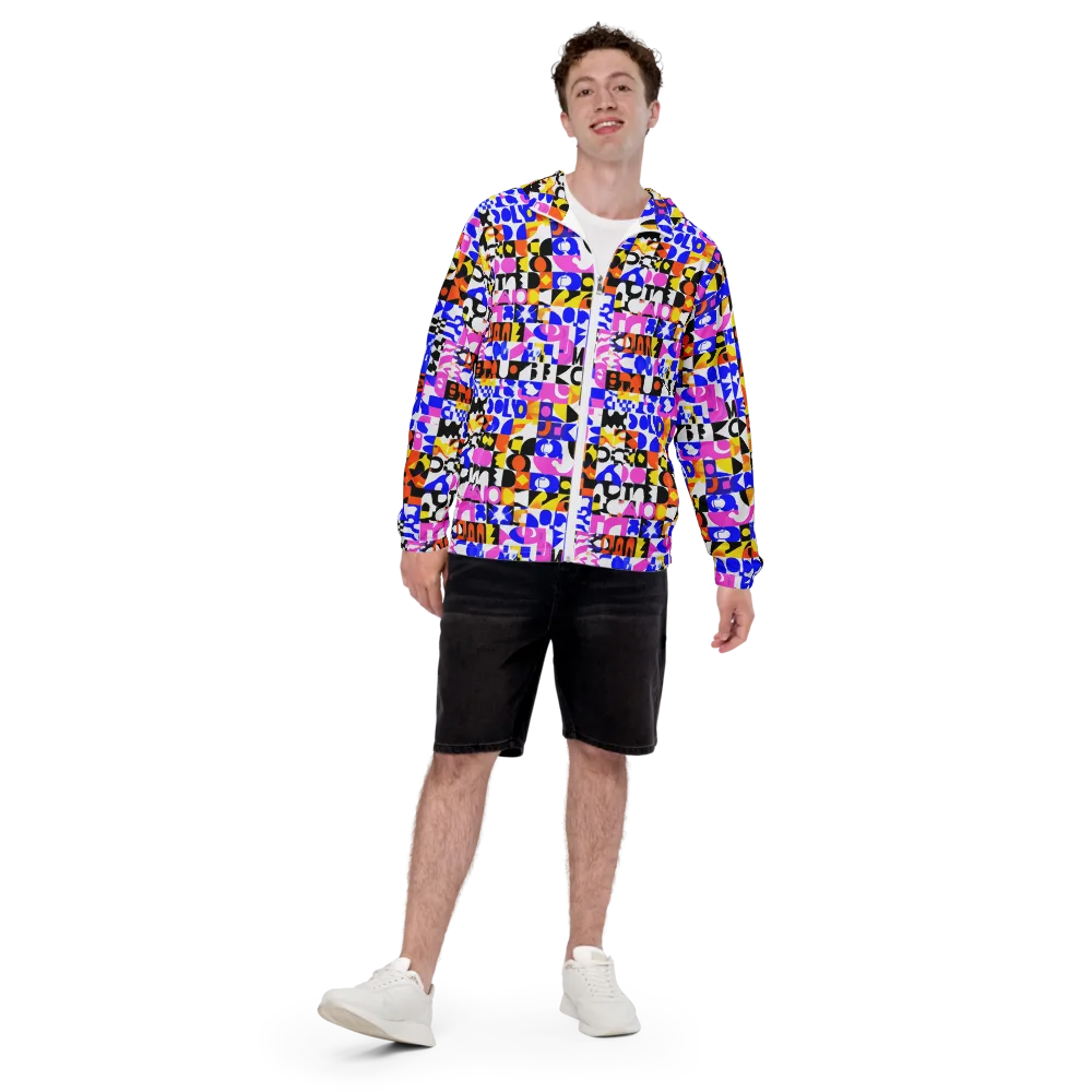 Chromatic Glyph Grid on Men's Windbreaker — Front