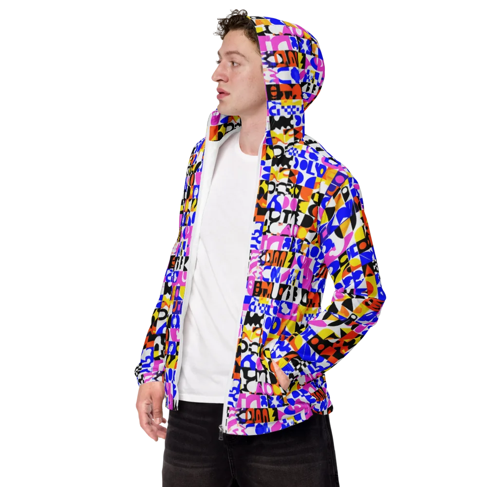 Chromatic Glyph Grid on Men's Windbreaker — Left Front