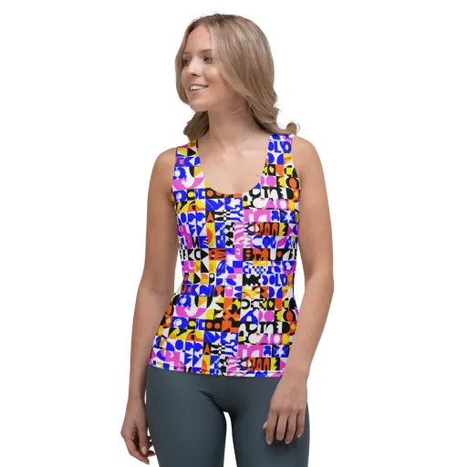 Chromatic Glyph Grid on a Women's Tank Top