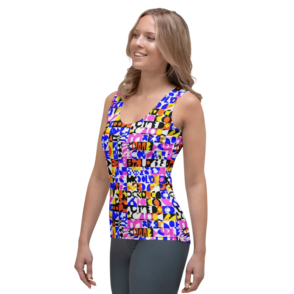 Chromatic Glyph Grid on Women's Tank Top — Left Front