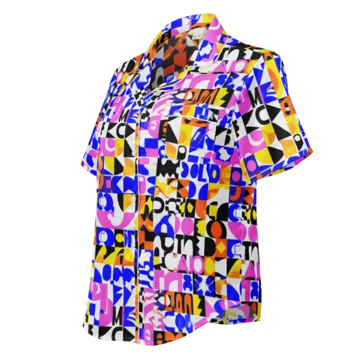Chromatic Glyph Grid on a Women's Short Sleeve Pajama Top