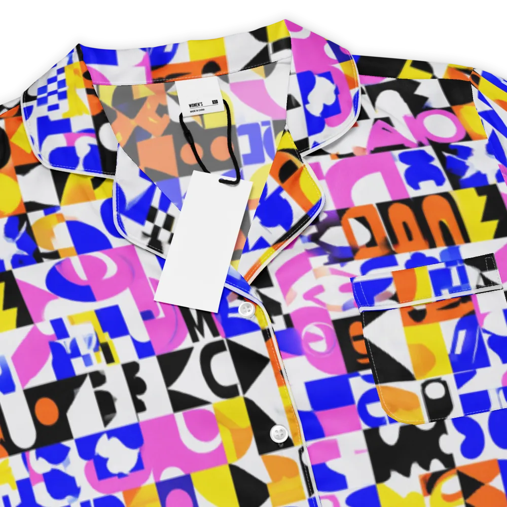 Chromatic Glyph Grid on Women's Short Sleeve Pajama Top — Product details