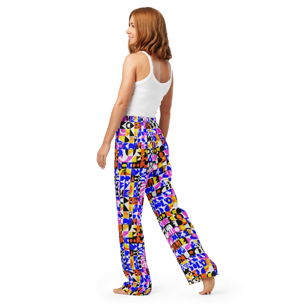 Chromatic Glyph Grid on Women's Pajama Pants — Back
