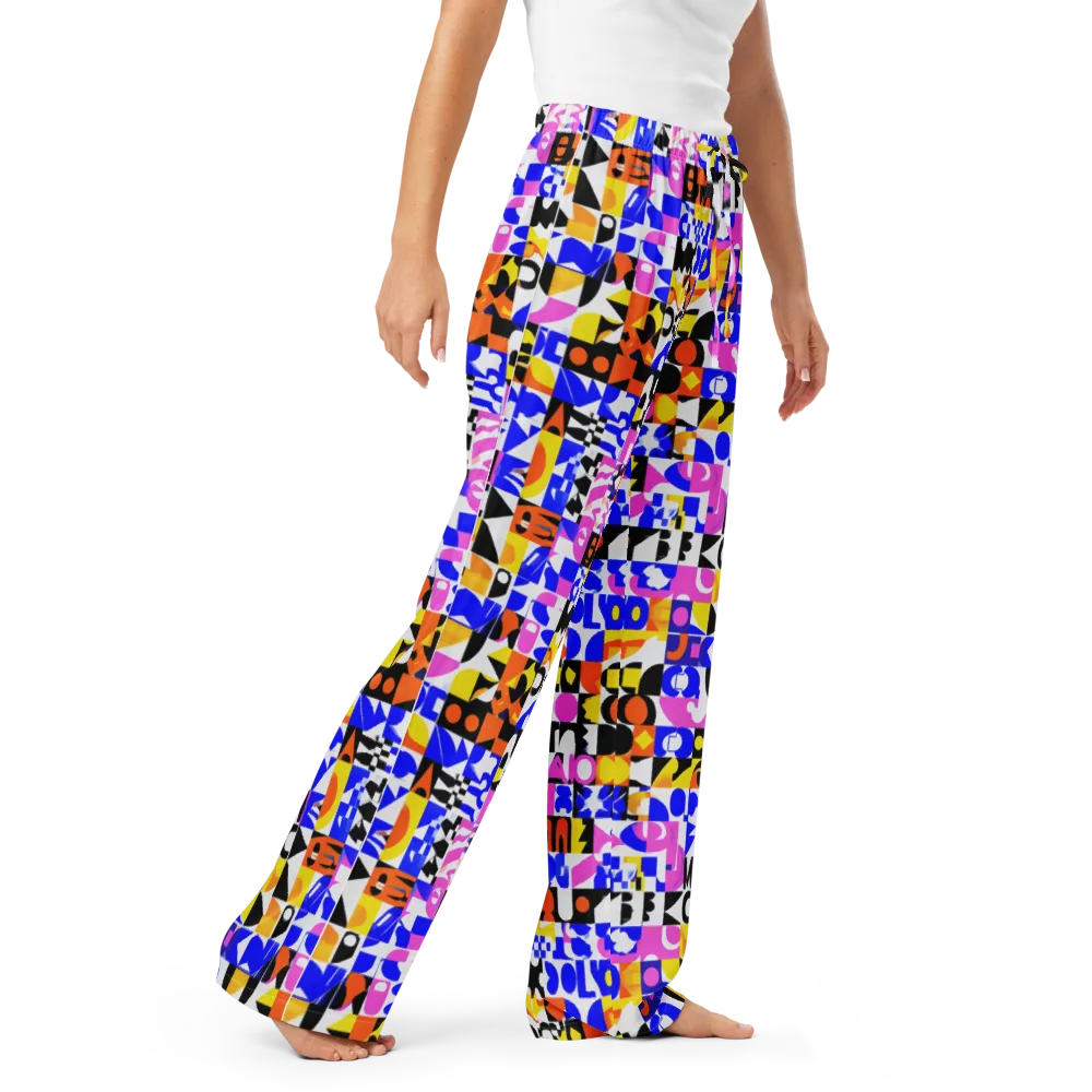 Chromatic Glyph Grid on Women's Pajama Pants — Right Front