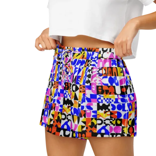 Chromatic Glyph Grid on a Women's Pajama Shorts