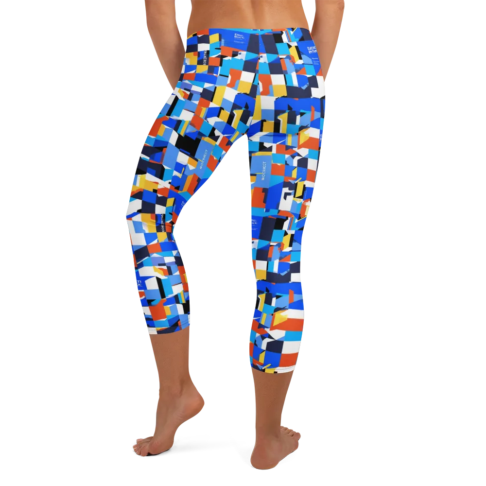Electric Block Party on Capri Leggings — Back