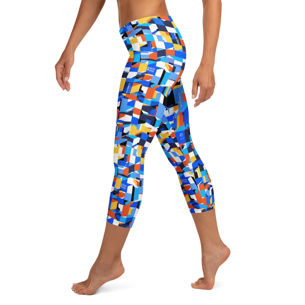 Electric Block Party on Capri Leggings — Left
