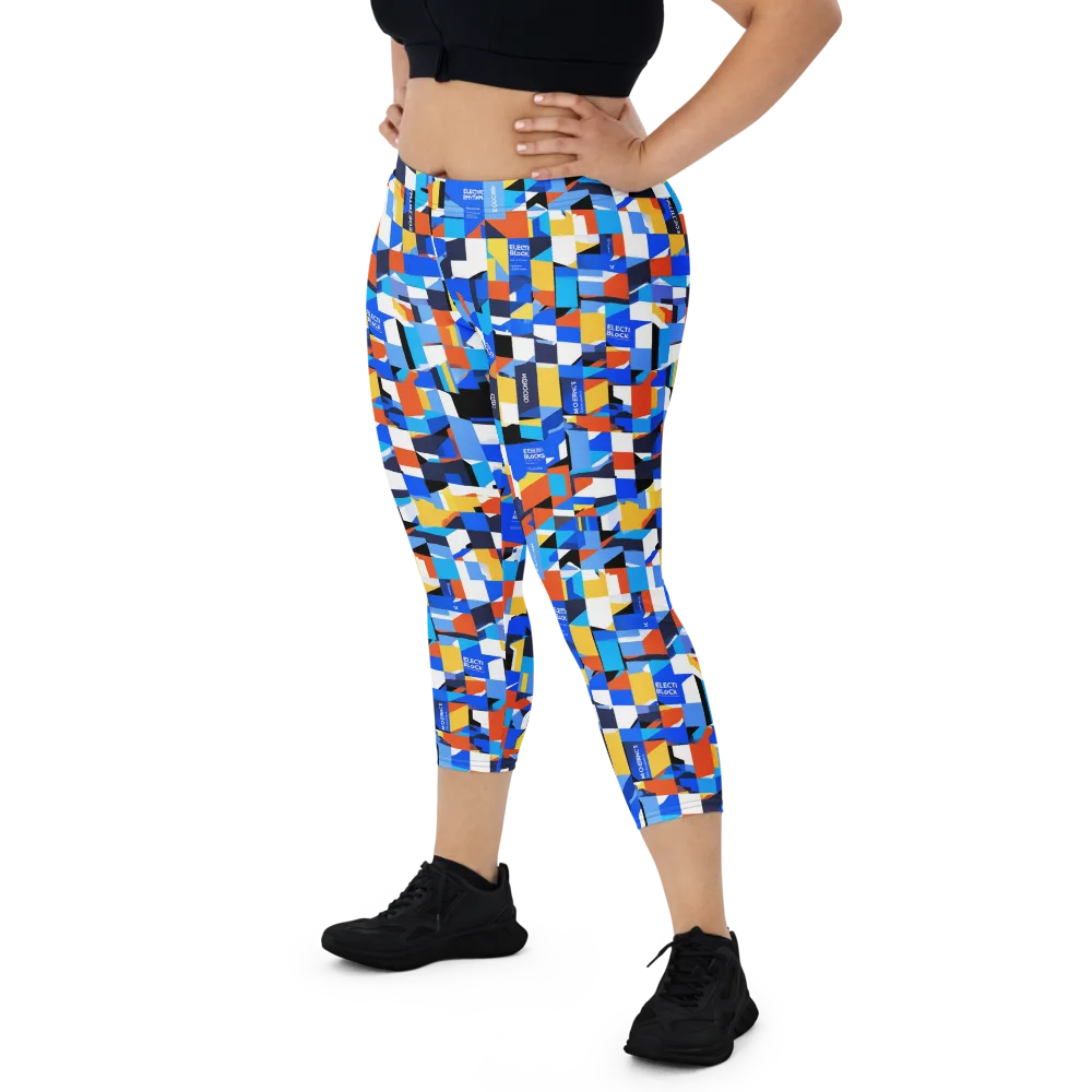 Electric Block Party on Capri Leggings — Front
