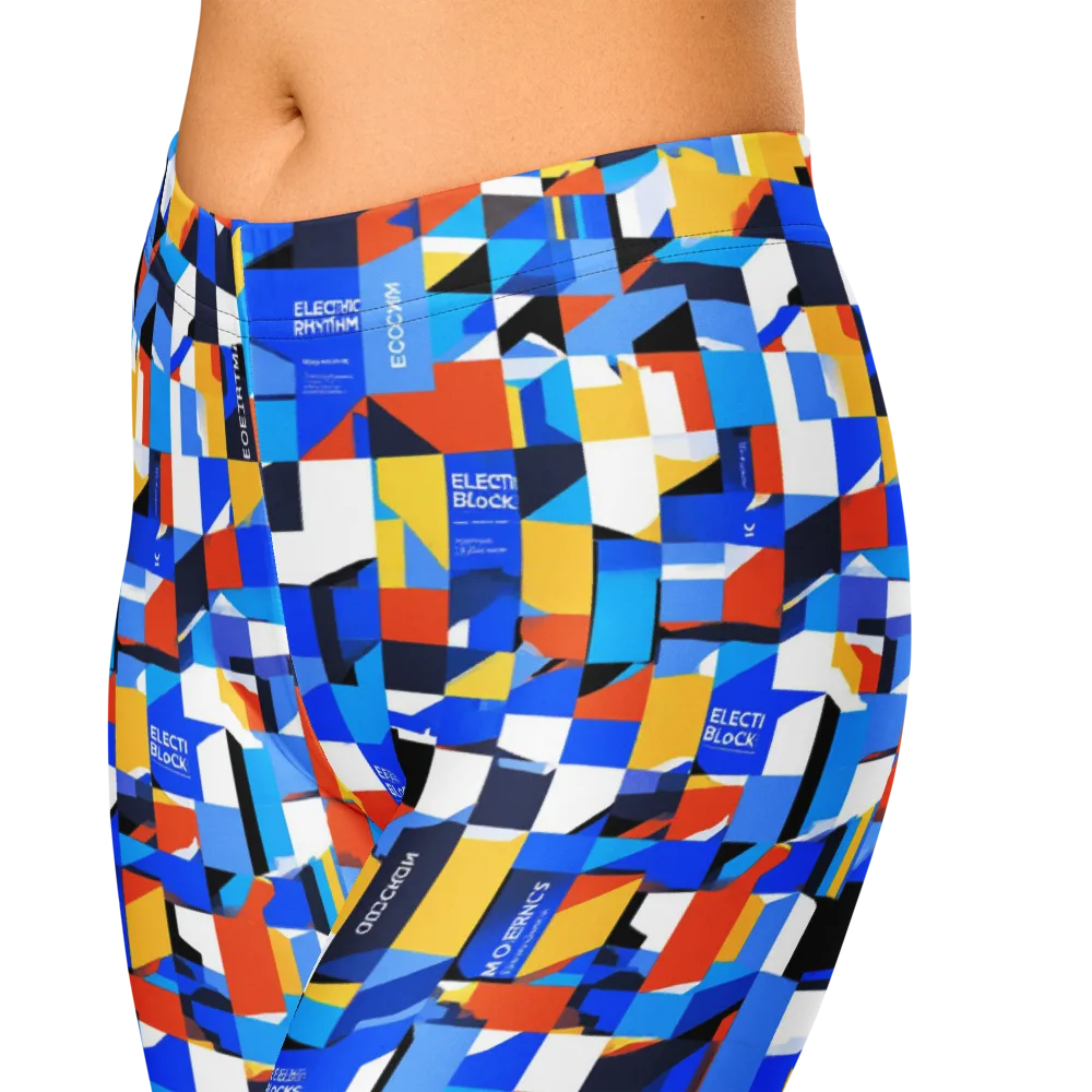 Electric Block Party on Capri Leggings — Zoomed-in