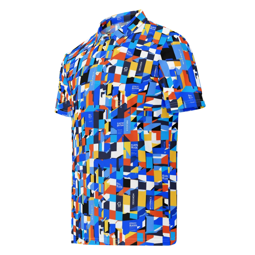 Electric Block Party on Men's Slim Fit Polo Shirt — Left Front