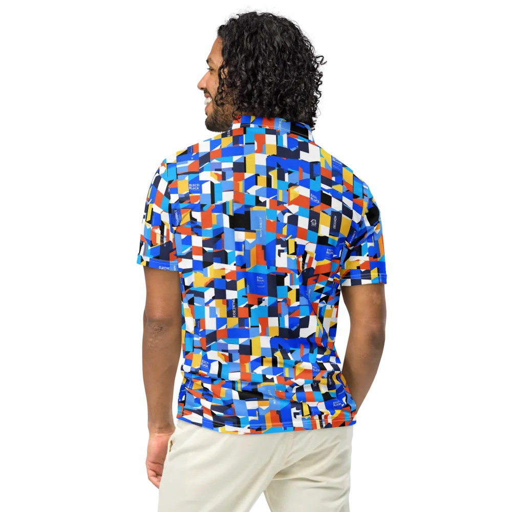 Electric Block Party on Men's Slim Fit Polo Shirt — Back