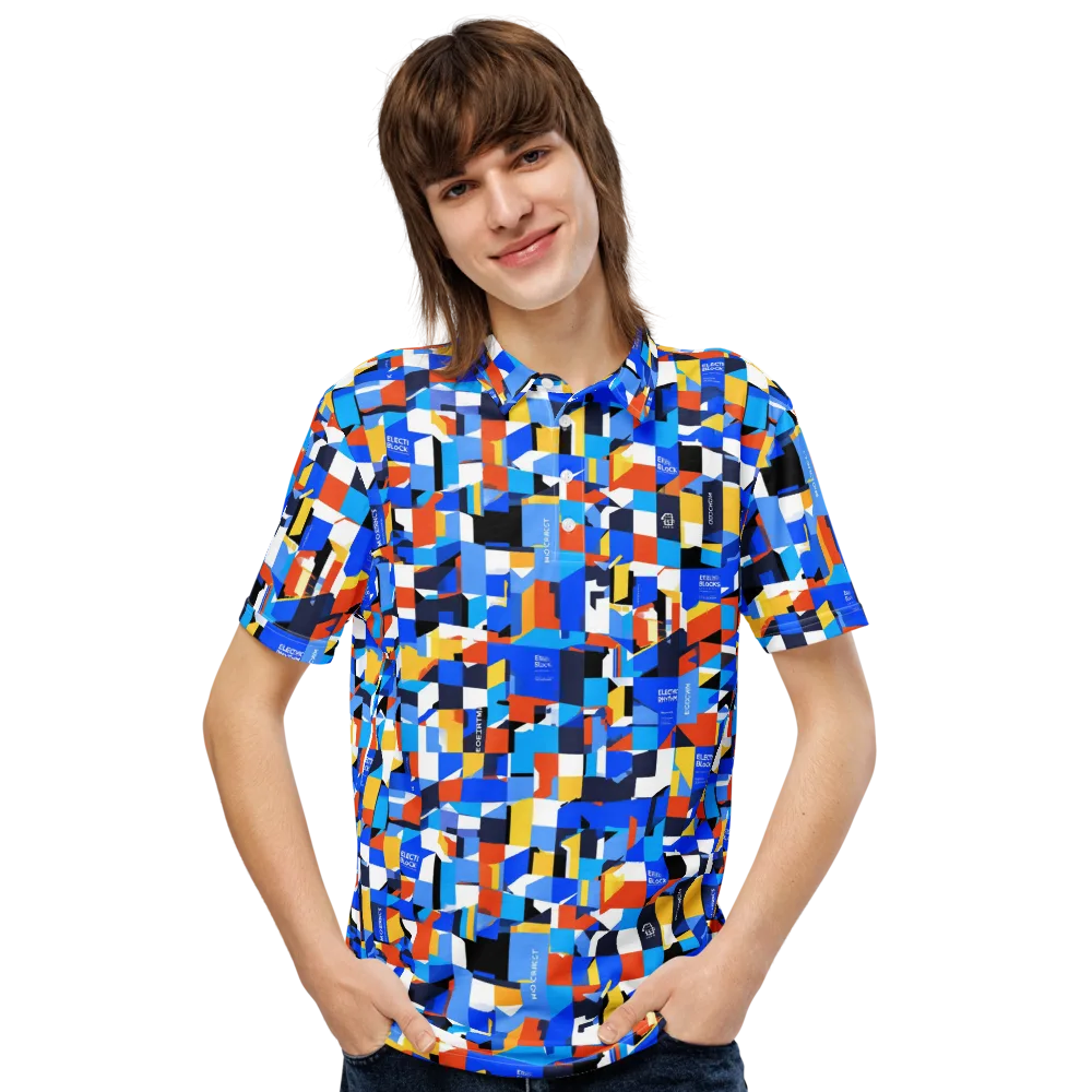 Electric Block Party on Men's Slim Fit Polo Shirt — Front