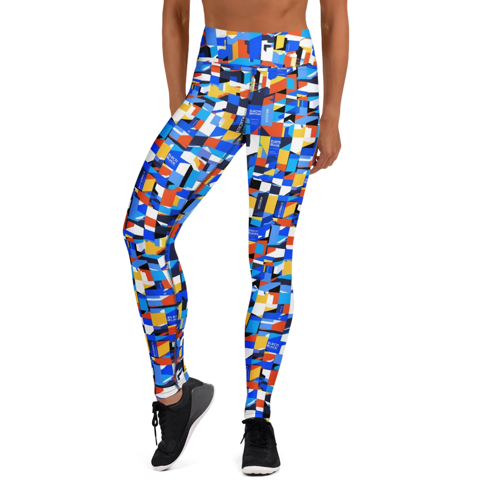 Electric Block Party on Yoga Leggings — Front