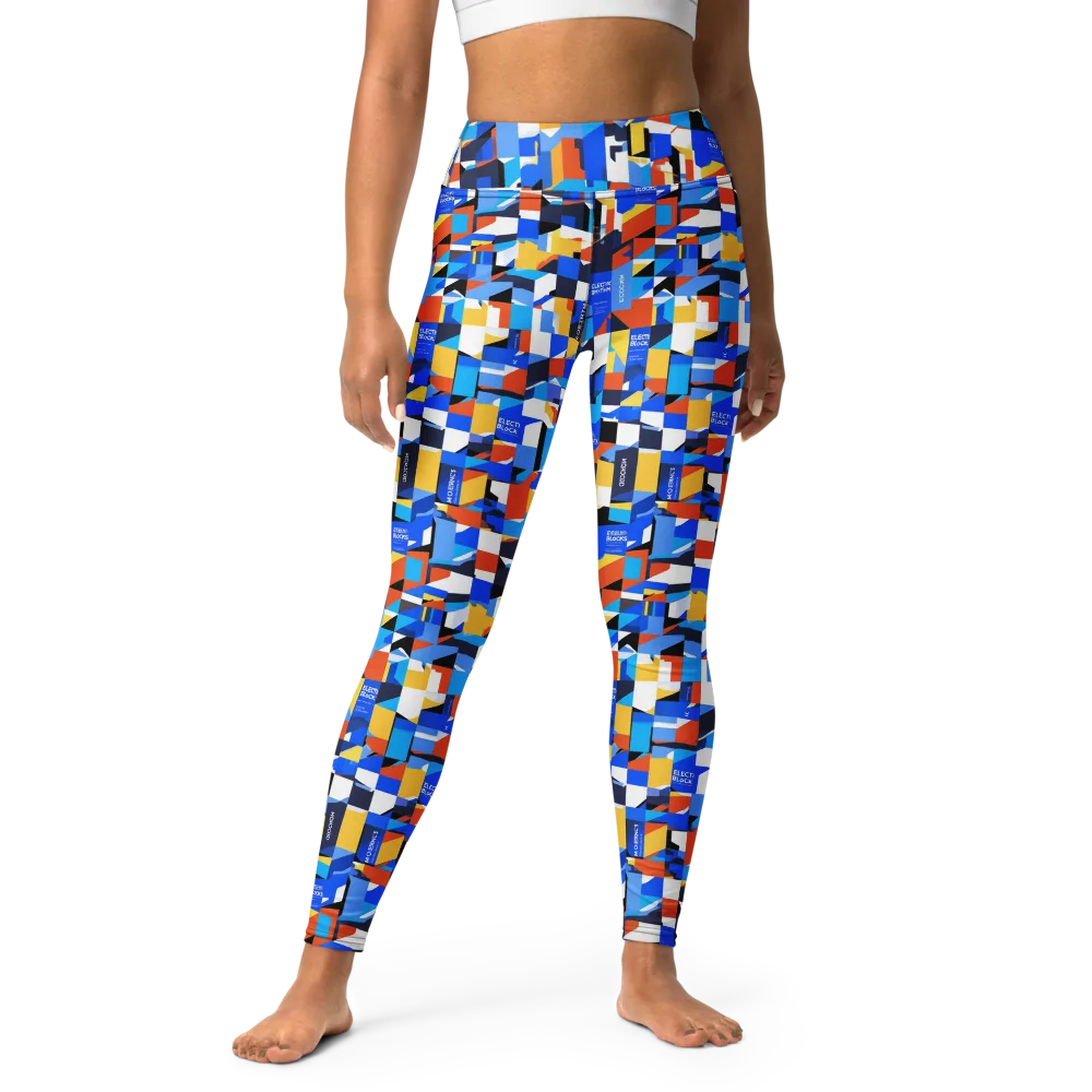 Electric Block Party on Yoga Leggings — Front