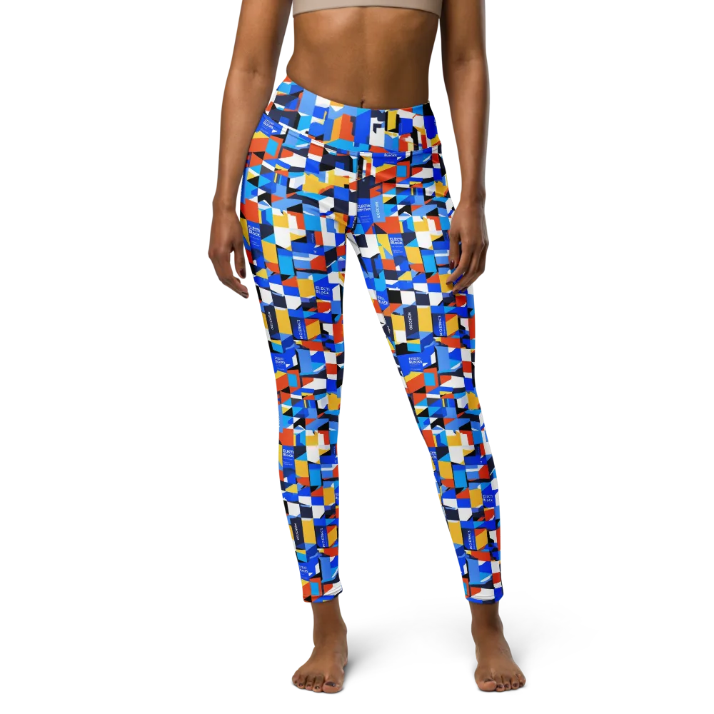 Electric Block Party on Yoga Leggings — Front