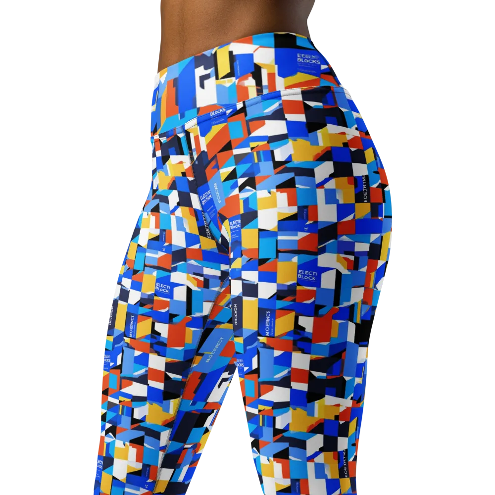 Electric Block Party on Yoga Leggings — Left Front