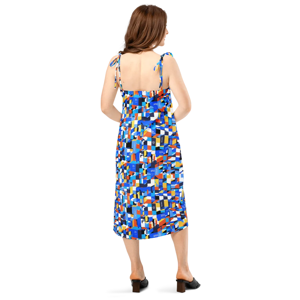 Electric Block Party on Slip Dress — Back