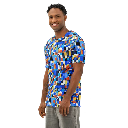 Electric Block Party on a Men's Cotton Crew Neck T-Shirt