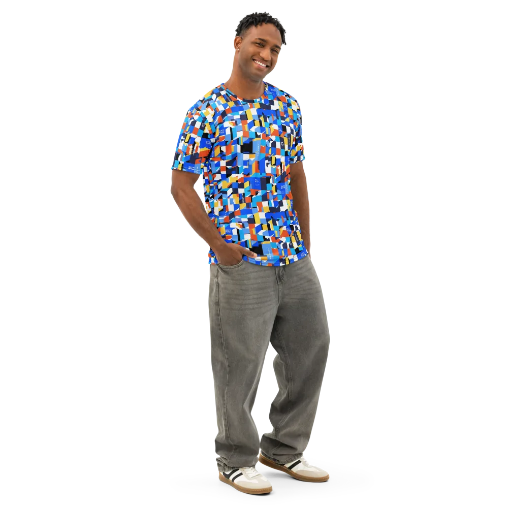 Electric Block Party on Men's Cotton Crew Neck T-Shirt — Right Front