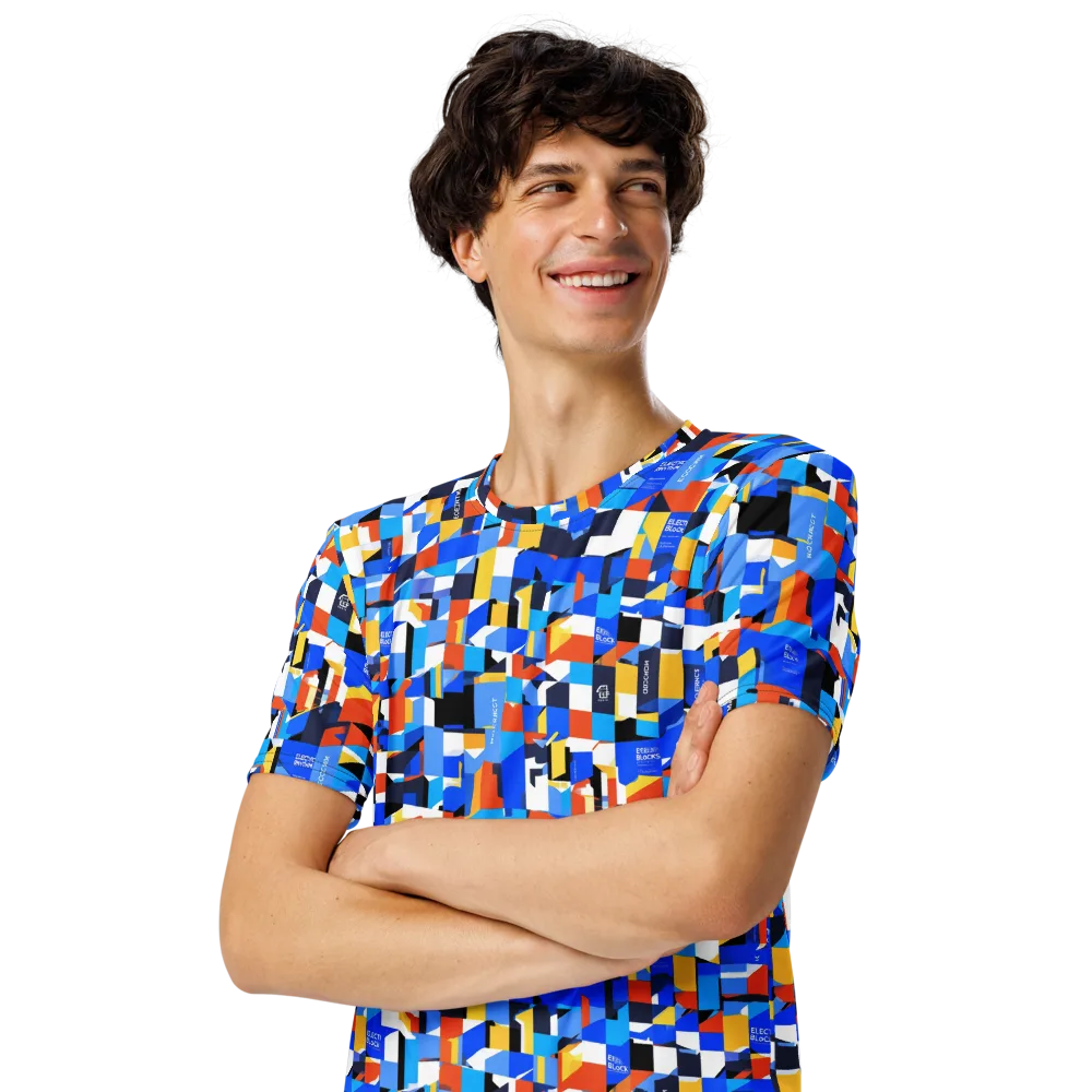 Electric Block Party on Men's Crew Neck T-Shirt — Left Front
