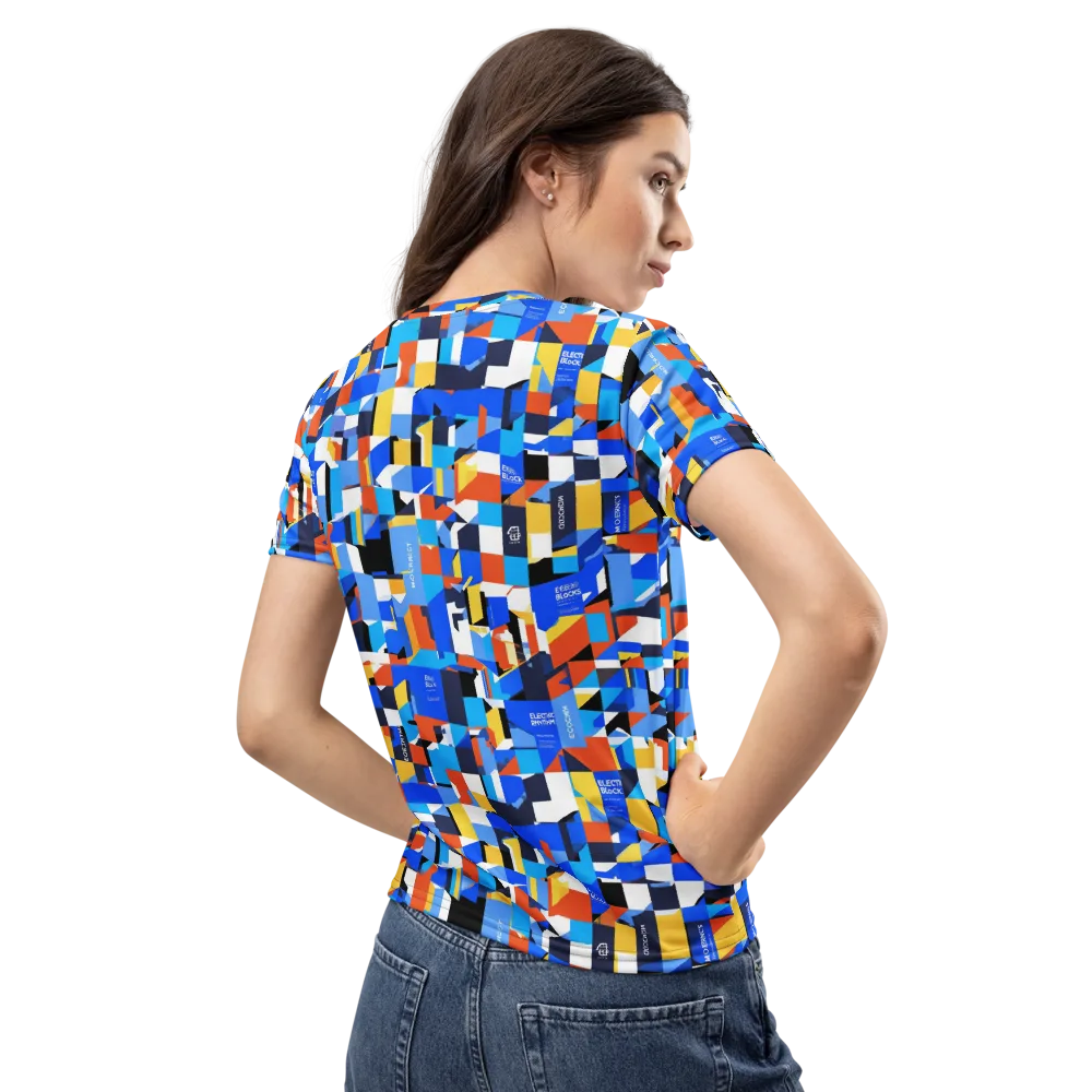 Electric Block Party on Women's Crew Neck T-Shirt — Back