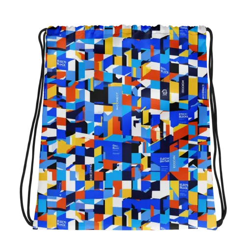 Electric Block Party on a Drawstring Bag