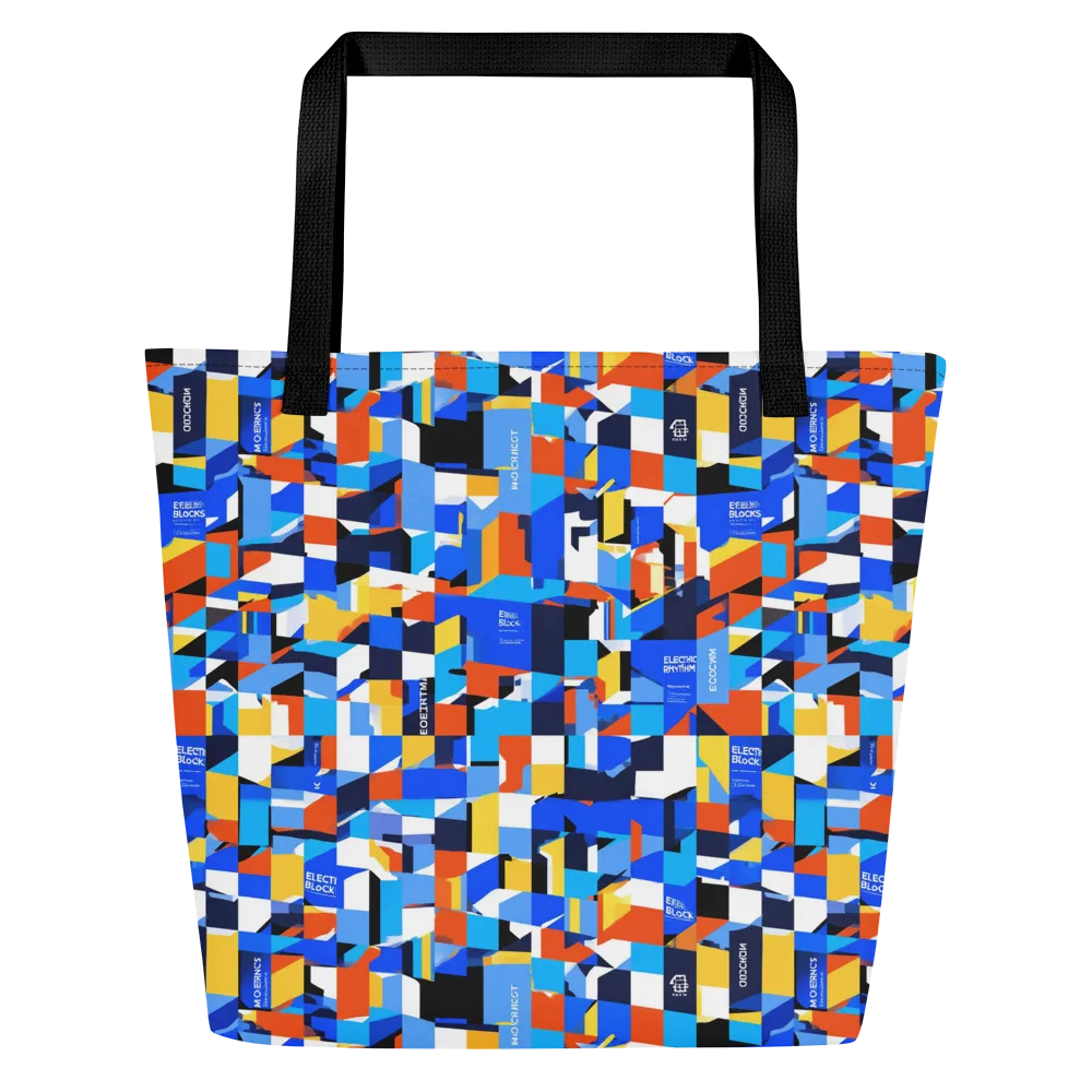 Electric Block Party on Large Tote Bag W/ Pocket — Front