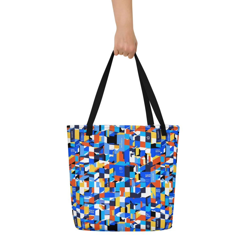 Electric Block Party on Large Tote Bag W/ Pocket — Front