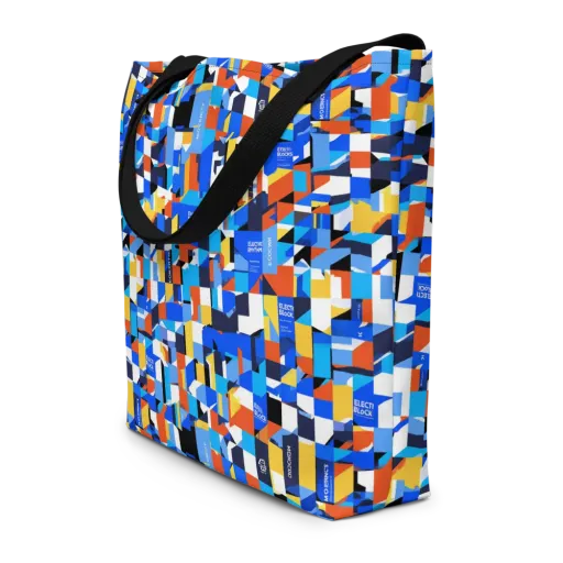 Electric Block Party on a Large Tote Bag W/ Pocket