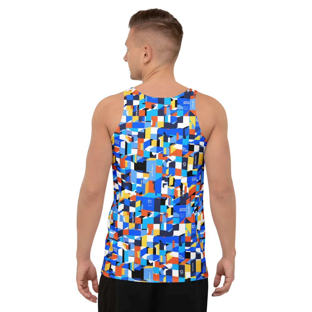 Electric Block Party on Men's Tank Top — Back