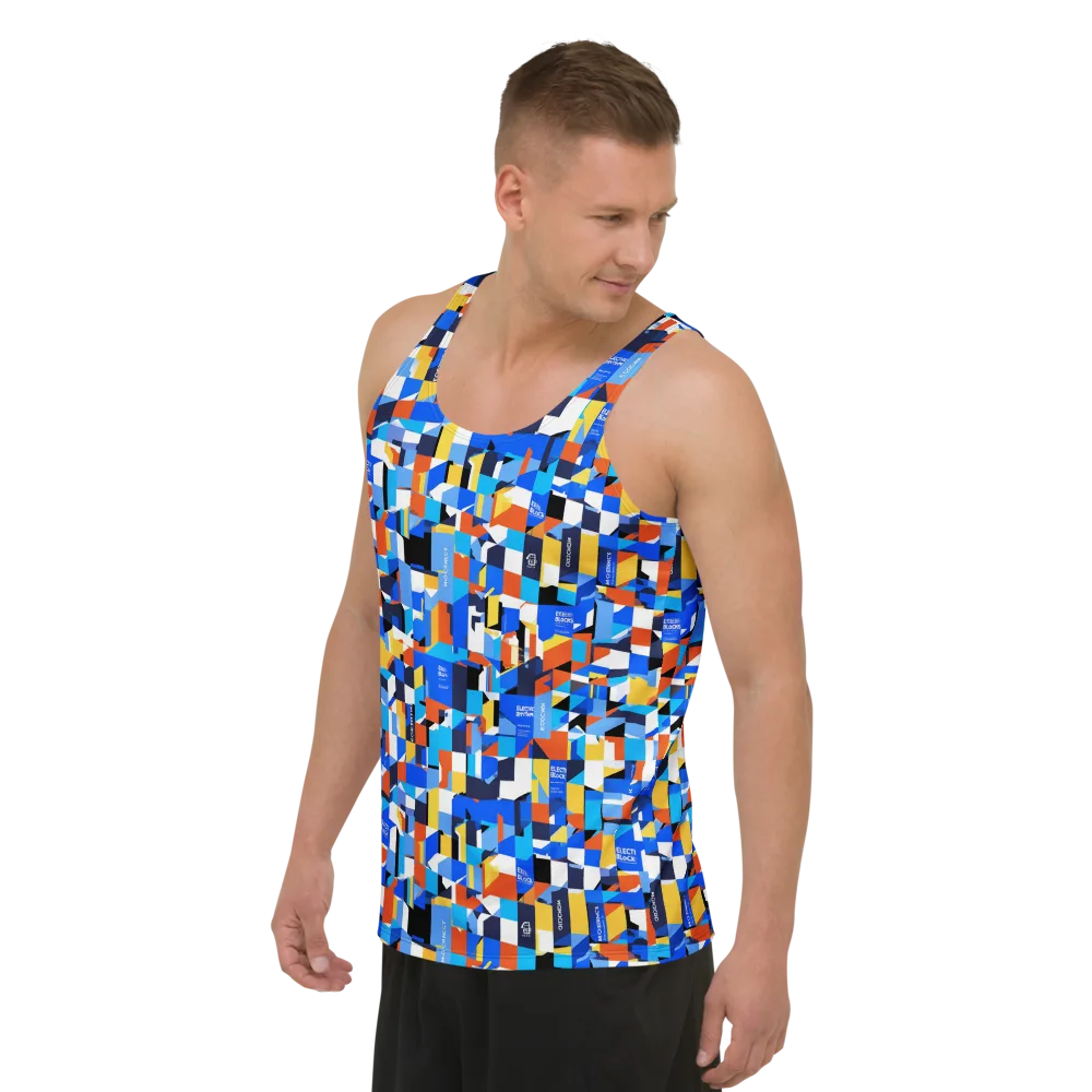 Electric Block Party on Men's Tank Top — Left Front