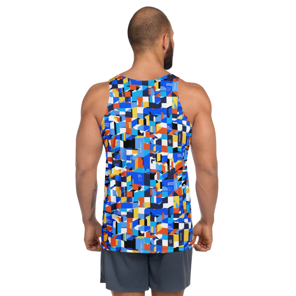Electric Block Party on Men's Tank Top — Back