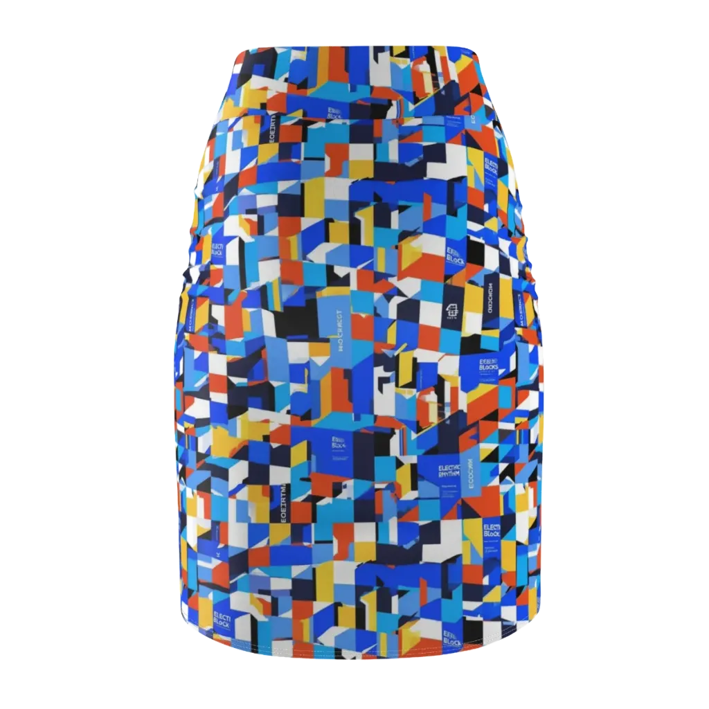 Electric Block Party on Pencil Skirt — Back