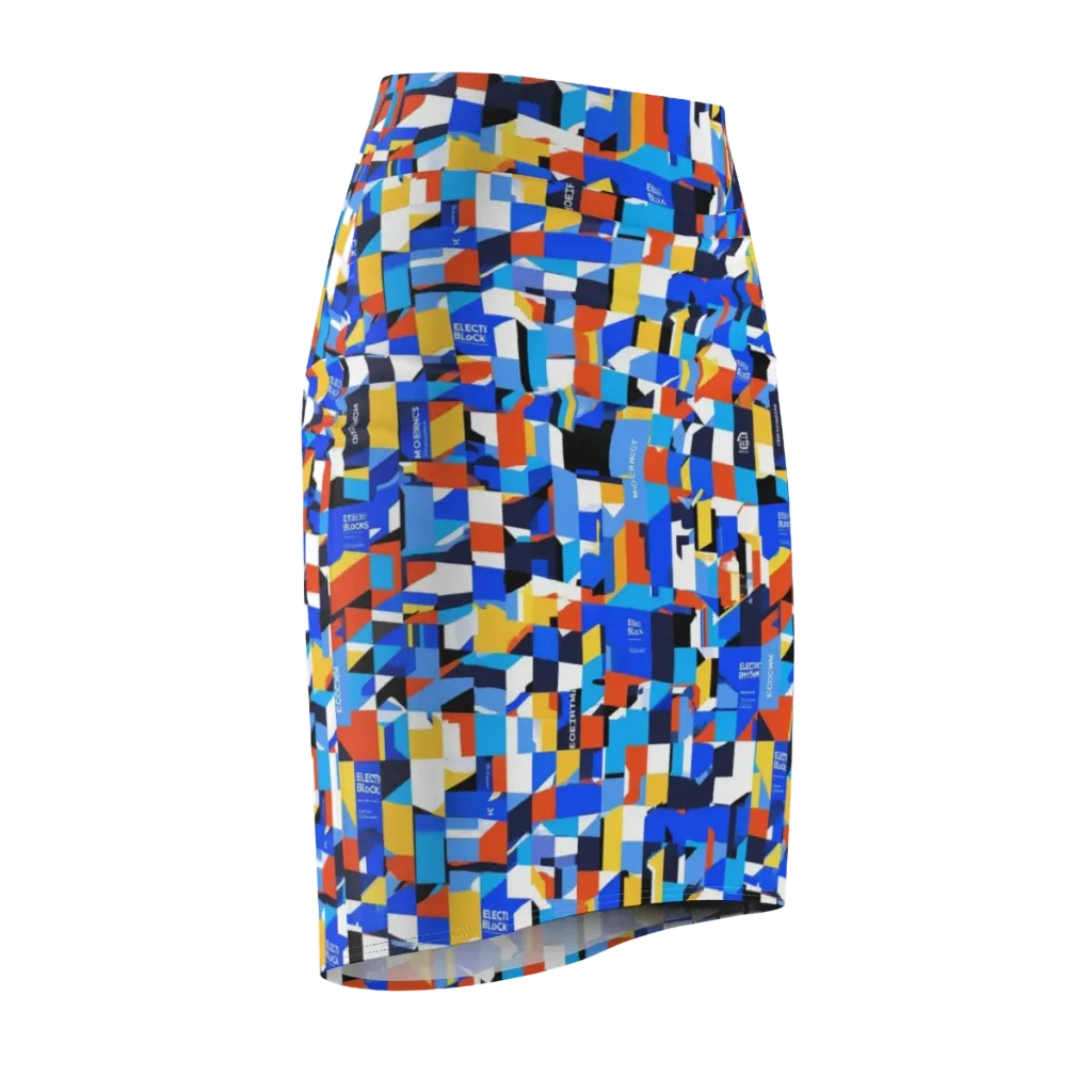 Electric Block Party on Pencil Skirt — Front Side